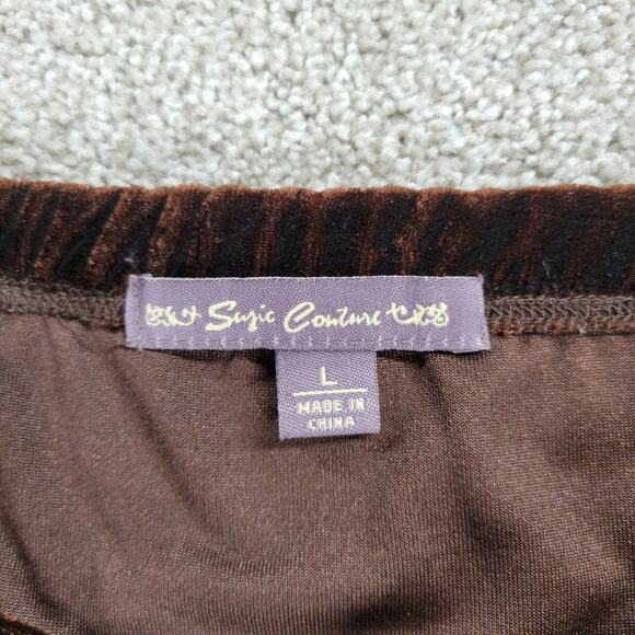 Vtg Susie Couture Velvet Skirt Set Womens L Brown Paisley Cowl‎ Neck Whimsigoth - Picture 2 of 16